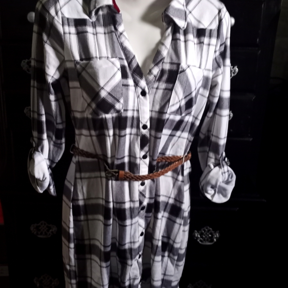 Fashion Nova Plaid Collared Shirt Dress